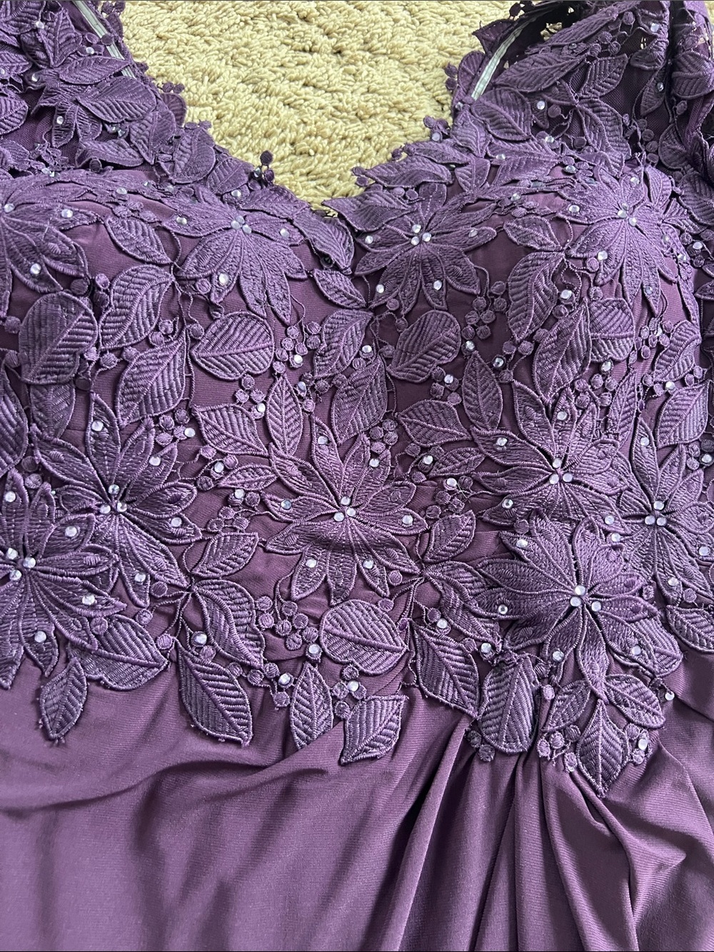 MGNY Madeline Gardner New York 72418 Long Formal Dress In Eggplant . Size 14 - Picture 12 of 12
